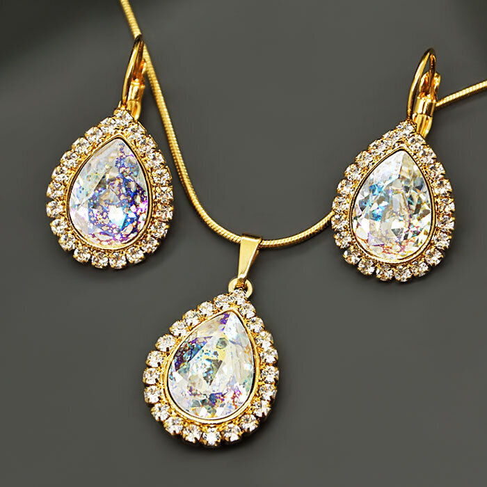 Swarovski kristallidega kaunistatud kaelakee DiamondSky Celestial Drop White Patina hind ja info | Ehete komplektid | kaup24.ee
