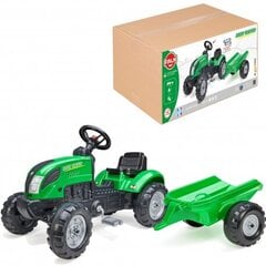 Зеленый педальный трактор FALK + прицеп и звуковой сигнал от 2 лет. цена и информация | Игрушки для мальчиков | kaup24.ee