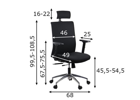 Kontoritool Stema Riverton F/H/AL, must цена и информация | Kontoritoolid | kaup24.ee