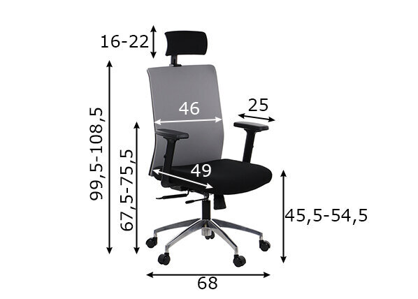 Kontoritool Stema Riverton F/H/AL, must/hall hind ja info | Kontoritoolid | kaup24.ee