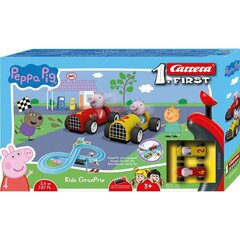 Гоночная трасса Peppa Pig Kids GranPrix Peppa &amp; George Трасса (2,4 m) цена и информация | Развивающий мелкую моторику - кинетический песок KeyCraft NV215 (80 г) детям от 3+ лет, бежевый | kaup24.ee