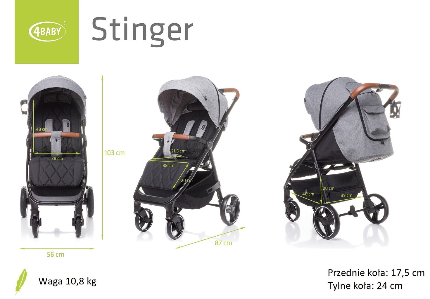 Vanker 4Baby Stinger Air, hall hind ja info | Vankrid, jalutuskärud | kaup24.ee