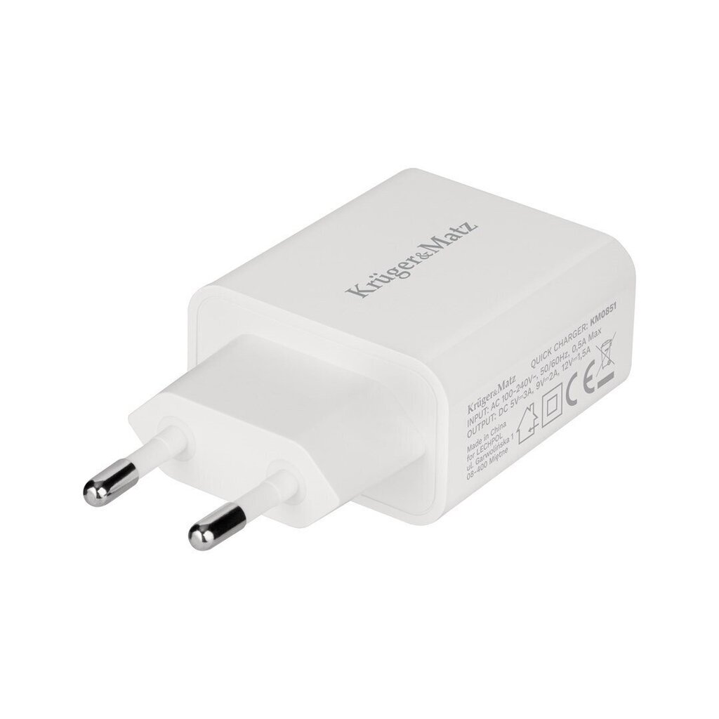 Vahelduvvooluadapter Kruger & Matz koos QC 18W цена и информация | Mobiiltelefonide laadijad | kaup24.ee