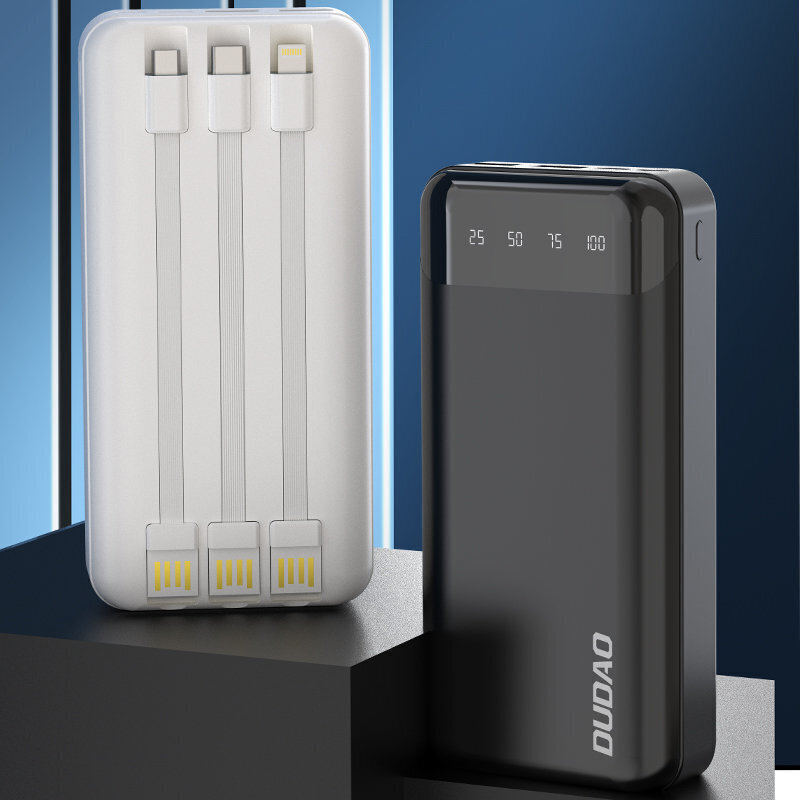 Dudao capacious powerbank with 3 built-in cables 20000mAh USB Type C + micro USB + Lightning black (Dudao K6Pro +) (Black) hind ja info | Akupangad | kaup24.ee