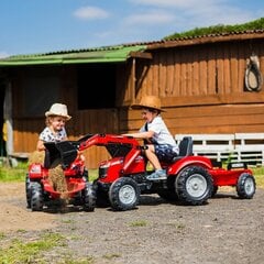 Педальный трактор Falk Red Massey Ferguson с прицепом от 3 лет цена и информация | Развивающий мелкую моторику - кинетический песок KeyCraft NV215 (80 г) детям от 3+ лет, бежевый | kaup24.ee