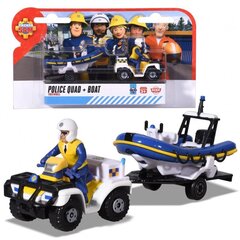 DICKIE Fireman Sam Police Quad Boat Action Figure Trailer цена и информация | Развивающий мелкую моторику - кинетический песок KeyCraft NV215 (80 г) детям от 3+ лет, бежевый | kaup24.ee