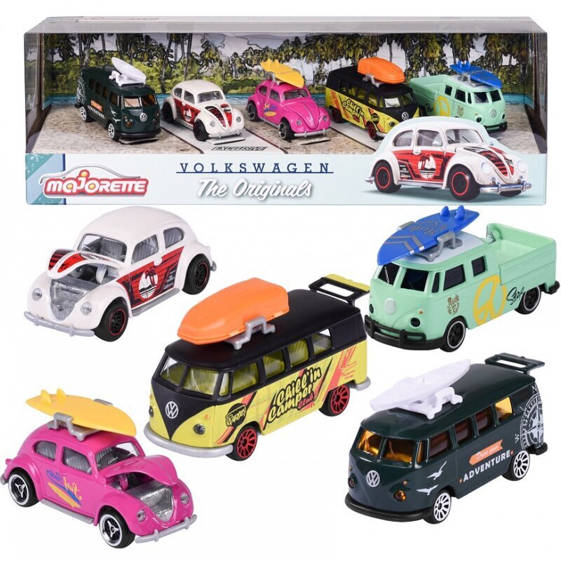 MAJORETTE Komplekt Volkswagen Beetle Cars 5 tk hind ja info | Poiste mänguasjad | kaup24.ee