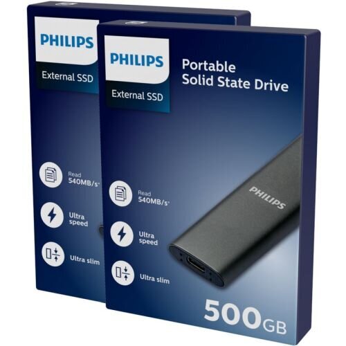 Väline kõvaketas SSD Philips, hall, 500 GB цена и информация | Välised kõvakettad (SSD, HDD) | kaup24.ee