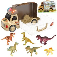 Auto-kohver ja dinosauruste figuurid 6 tk., Woopie hind ja info | Poiste mänguasjad | kaup24.ee