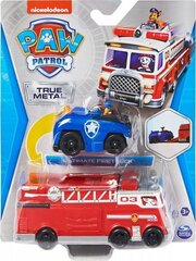 PAW Patrol True Metal Firetruck Die-Cast meeskonnasõiduk koos 1:55 mõõtkavaga Chase mänguautoga hind ja info | Poiste mänguasjad | kaup24.ee