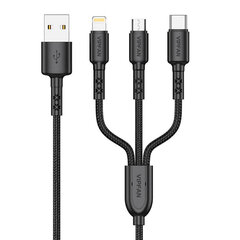 Кабель Vipfan X02 3в1 USB-C / Lightning / Micro 3.5A, 1.5 м цена и информация | Кабели для телефонов | kaup24.ee