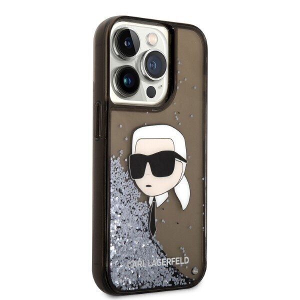 KARL LAGERFELD Glitter Karl Head - iPhone 14 Pro , must hind ja info | Telefoni kaaned, ümbrised | kaup24.ee