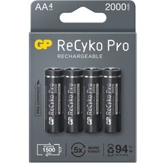 4x laetavad akud AA / R6 GP ReCyko Pro Ni-MH 2000mAh цена и информация | Батарейки | kaup24.ee