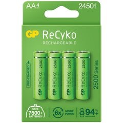 аккумуляторная батарея, aa (hr6), 1,2 в, 2450 mah, gp, бумажная коробка, 4 шт, recyko цена и информация | Батерейки | kaup24.ee
