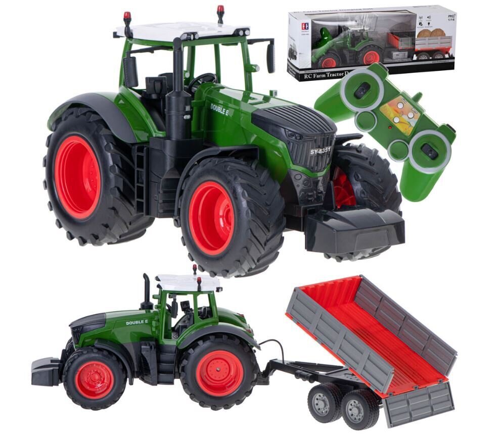 RC traktor 2.4G 4CH koos haagisega 1:16 sarv цена и информация | Poiste mänguasjad | kaup24.ee