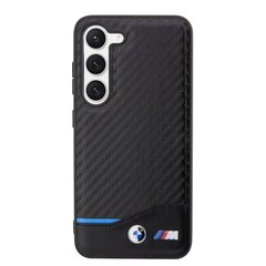 BMW M PU Carbon Blue Line Case for Samsung Galaxy S23 Black цена и информация | Чехлы для телефонов | kaup24.ee