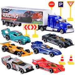 Sunkvežimis su metalinėmis mašinomis hind ja info | Poiste mänguasjad | kaup24.ee