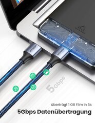 USB3.0 cable Male USB-A to Male USB-A UGREEN 2A, 0.5m (black) цена и информация | Кабели и провода | kaup24.ee