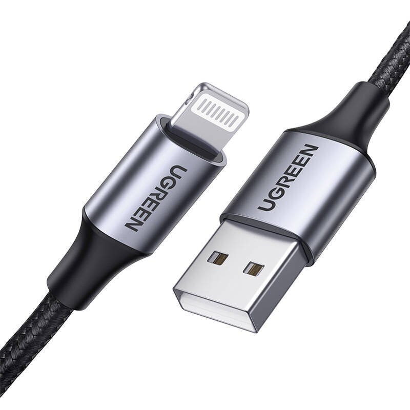 Cable Lightning to USB-A UGREEN 2.4A US199, 1.5m (Black) цена и информация | Kaablid ja juhtmed | kaup24.ee