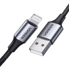 Cable Lightning to USB UGREEN 2.4A US199, 1m (Black) цена и информация | Кабели и провода | kaup24.ee