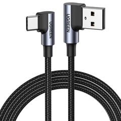 USB-C to USB-A 2.0 Angled Cable UGREEN US176, 3A, 3m (Black) hind ja info | Kaablid ja juhtmed | kaup24.ee