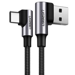 USB-C to USB-A 2.0 Angled Cable UGREEN US176, 3A, 3m (Black) hind ja info | Kaablid ja juhtmed | kaup24.ee