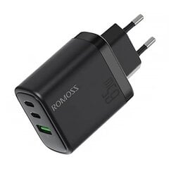 Romoss AC65H wall charger, 2x USB-C + USB, 65W (black) hind ja info | Mobiiltelefonide laadijad | kaup24.ee