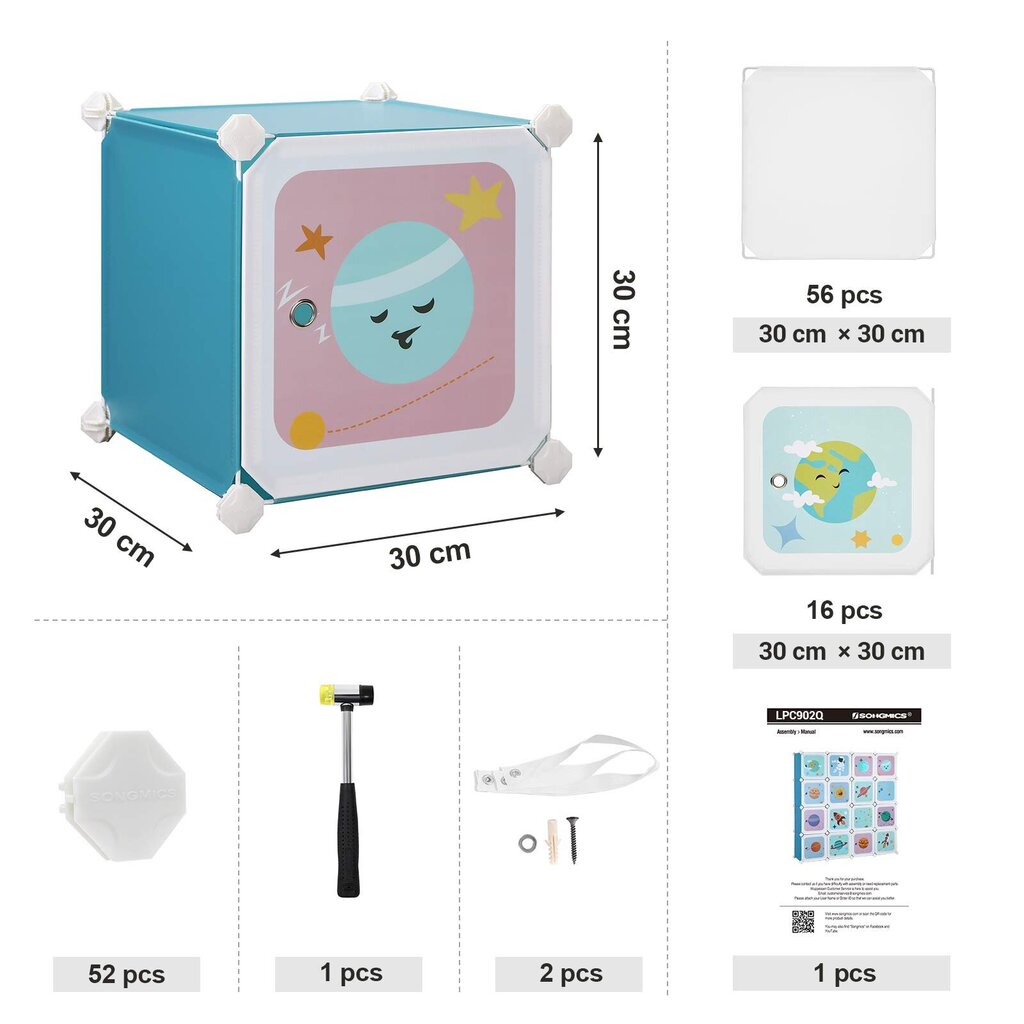 Songmics LPC902Q01 15-kuubikuline laste hoiukast hind ja info | Lastetoa riiulid | kaup24.ee