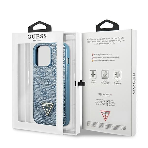 Guess GUHCP13LP4TPB iPhone 13 Pro | 13 6,1" niebieski|blue hardcase 4G Triangle Logo Cardslot hind ja info | Telefoni kaaned, ümbrised | kaup24.ee