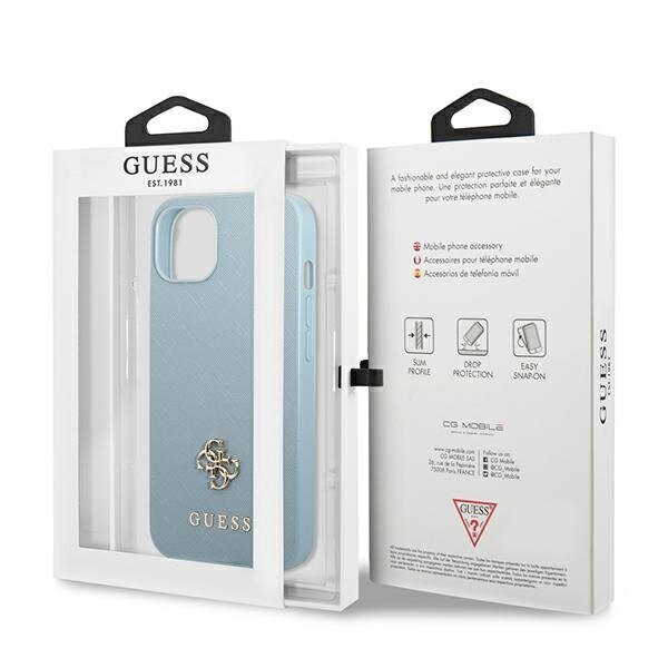 Guess GUHCP13MPS4MB iPhone 13 6,1" niebieski|blue hardcase Saffiano 4G Small Metal Logo цена и информация | Telefoni kaaned, ümbrised | kaup24.ee