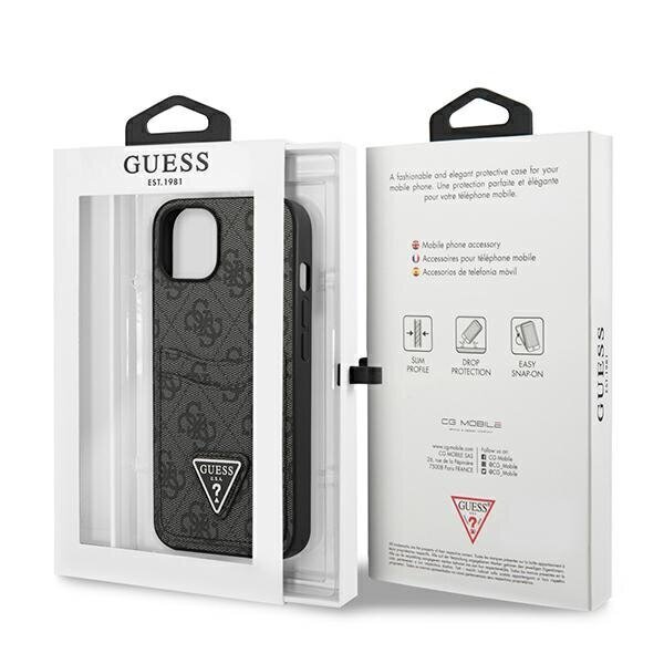 Guess GUHCP13SP4TPK iPhone 13 mini 5,4" czarny|black hardcase 4G Triangle Logo Cardslot hind ja info | Telefoni kaaned, ümbrised | kaup24.ee