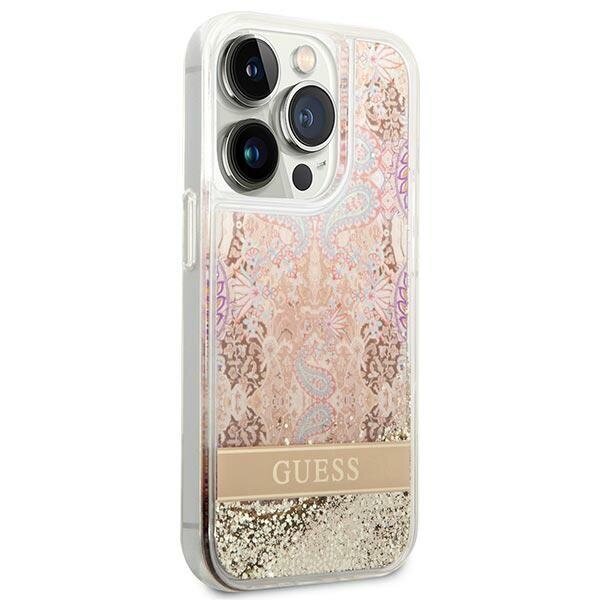 Guess GUHCP14XLFLSD iPhone 14 Pro Max 6,7" złoty|gold hardcase Paisley Liquid Glitter hind ja info | Telefoni kaaned, ümbrised | kaup24.ee