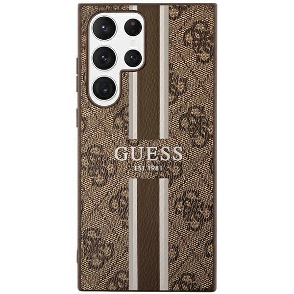 Guess GUHCS23LP4RPSW S23 Ultra S918 brązowy|brown hardcase 4G Printed Stripe цена и информация | Telefoni kaaned, ümbrised | kaup24.ee