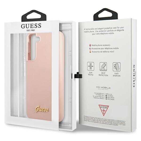 Guess GUHCS23SLSLMGPP S23 S911 różowy|pink hardcase Silicone Script Metal Logo hind ja info | Telefoni kaaned, ümbrised | kaup24.ee