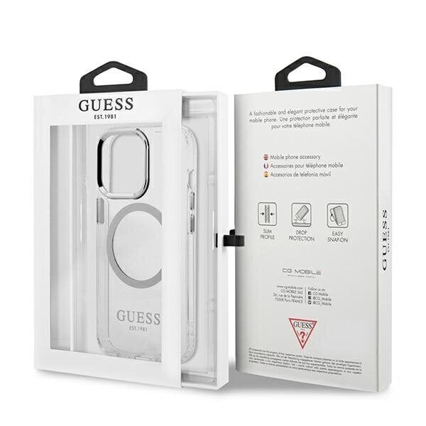 Guess GUHMP13LHTRMS iPhone 13 Pro | 13 6,1" srebrny|silver hard case Metal Outline Magsafe hind ja info | Telefoni kaaned, ümbrised | kaup24.ee