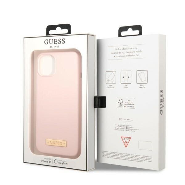 Guess GUHMP13SSBPLP iPhone 13 mini 5,4" różowy|pink hard case Silicone Logo Plate MagSafe hind ja info | Telefoni kaaned, ümbrised | kaup24.ee