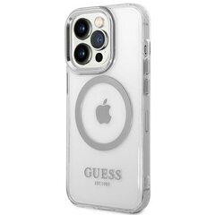 Guess GUHMP14LHTRMS iPhone 14 Pro 6,1" srebrny|silver hard case Metal Outline Magsafe hind ja info | Telefoni kaaned, ümbrised | kaup24.ee