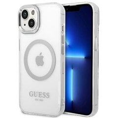 Guess GUHMP14MHTRMS iPhone 14 Plus 6,7" srebrny|silver hard case Metal Outline Magsafe цена и информация | Чехлы для телефонов | kaup24.ee
