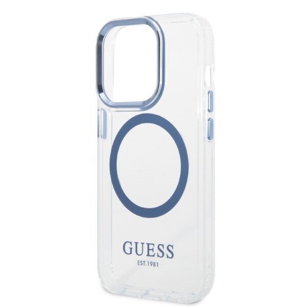 Guess GUHMP14XHTRMB iPhone 14 Pro Max 6,7" niebieski|blue hard case Metal Outline Magsafe hind ja info | Telefoni kaaned, ümbrised | kaup24.ee