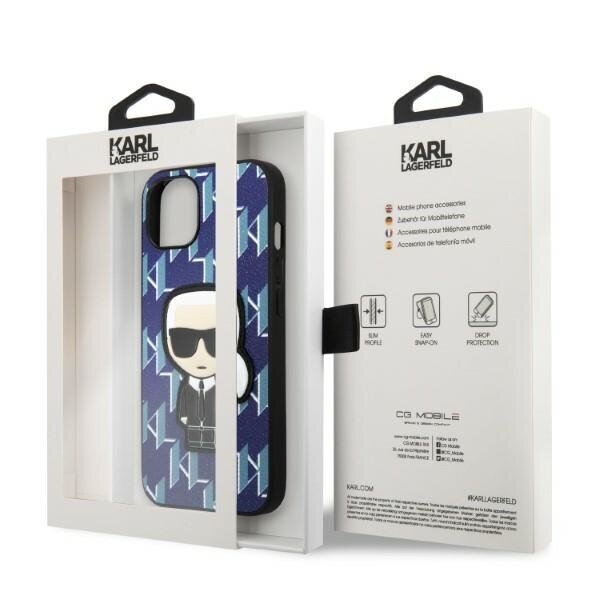 Karl Lagerfeld KLHCP13SPMNIKBL iPhone 13 mini 5,4" hardcase niebieski|blue Monogram Ikonik Patch цена и информация | Telefoni kaaned, ümbrised | kaup24.ee