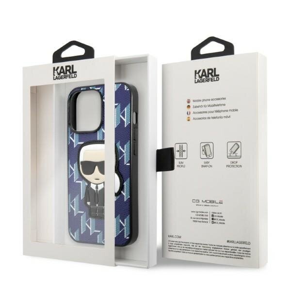 Karl Lagerfeld KLHCP13XPMNIKBL iPhone 13 Pro Max 6,7" hardcase niebieski|blue Monogram Ikonik Patch hind ja info | Telefoni kaaned, ümbrised | kaup24.ee