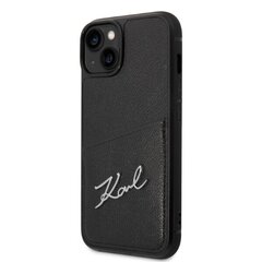 Karl Lagerfeld KLHCP14SCSSK iPhone 14 6,1" hardcase czarny|black Signature Logo Cardslot hind ja info | Telefoni kaaned, ümbrised | kaup24.ee