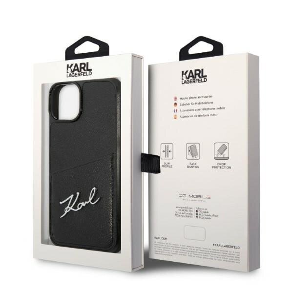 Karl Lagerfeld KLHCP14SCSSK iPhone 14 6,1" hardcase czarny|black Signature Logo Cardslot hind ja info | Telefoni kaaned, ümbrised | kaup24.ee