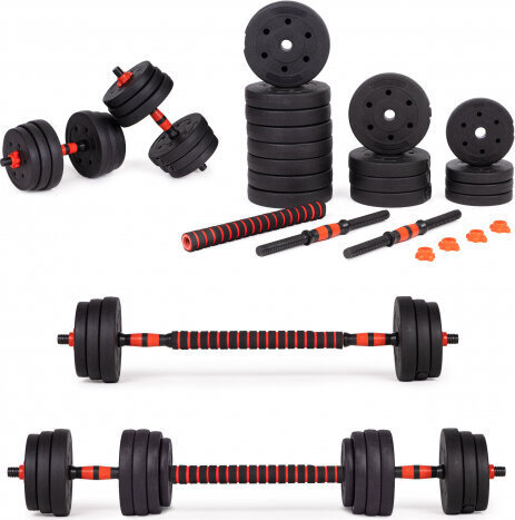 Modernhome Adjustable dumbbells 2x 20kg barbell set 40kg bar цена и информация | Hantlid, kangid, raskused | kaup24.ee