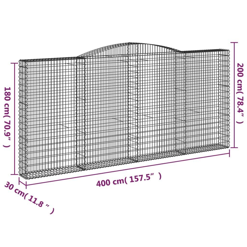 vidaXL kaarekujulised gabioonkorvid 3 tk, 400x30x180/200 cm, raud hind ja info | Aiad ja tarvikud | kaup24.ee