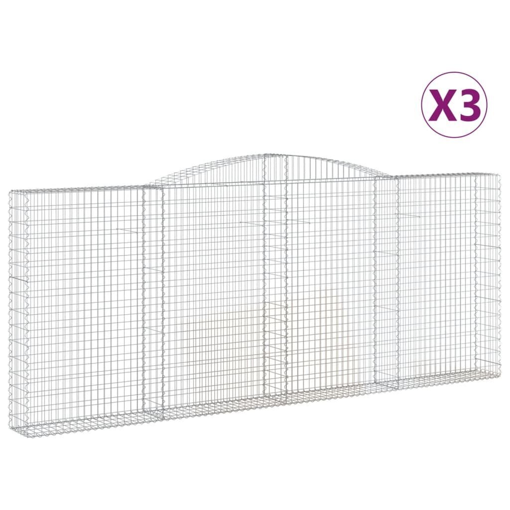 vidaXL kaarekujulised gabioonkorvid 3 tk, 400x30x160/180 cm, raud цена и информация | Aiad ja tarvikud | kaup24.ee