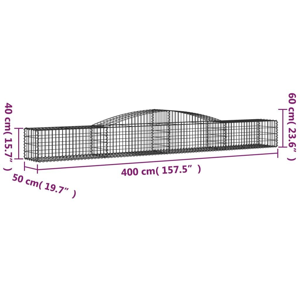 vidaXL kaarekujulised gabioonkorvid 3 tk, 400x50x40/60 cm, raud hind ja info | Aiad ja tarvikud | kaup24.ee