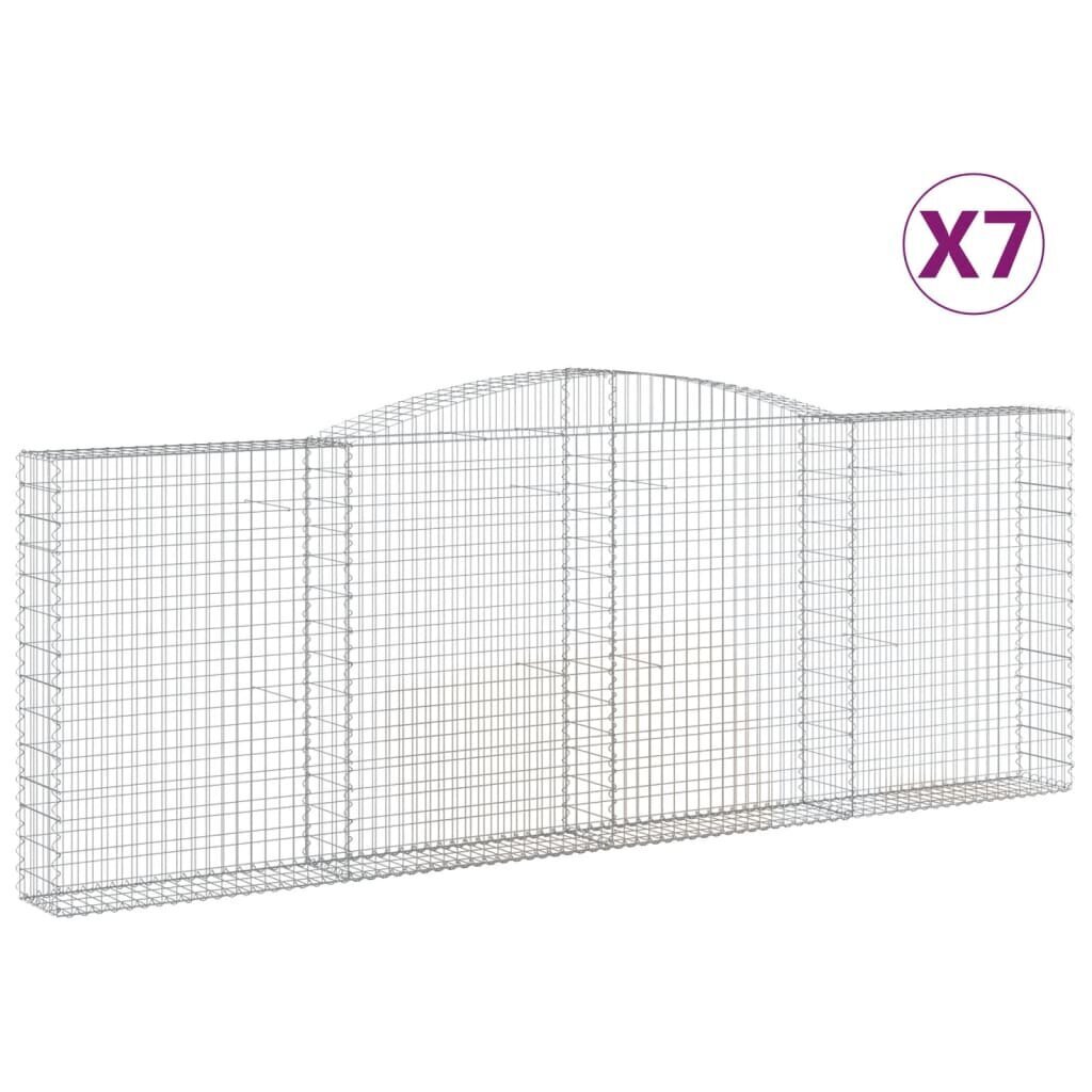 vidaXL kaarekujulised gabioonkorvid 7 tk, 400x30x140/160 cm, raud цена и информация | Aiad ja tarvikud | kaup24.ee