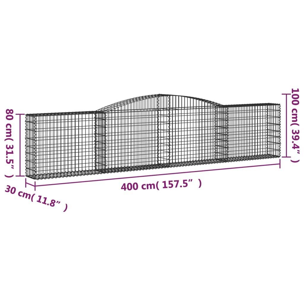 vidaXL kaarekujulised gabioonkorvid 3 tk, 400x30x80/100 cm, raud цена и информация | Aiad ja tarvikud | kaup24.ee