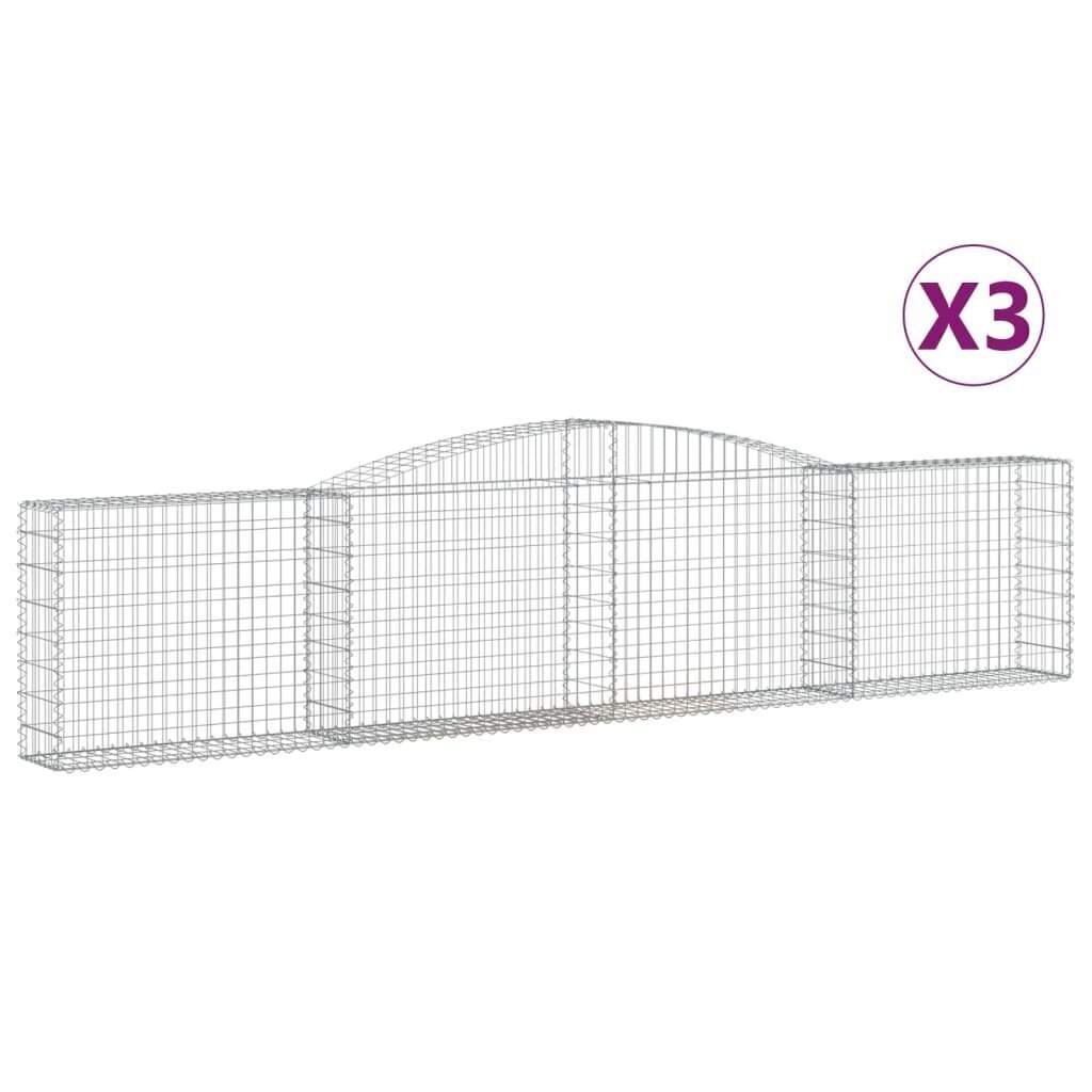 vidaXL kaarekujulised gabioonkorvid 3 tk, 400x30x80/100 cm, raud цена и информация | Aiad ja tarvikud | kaup24.ee